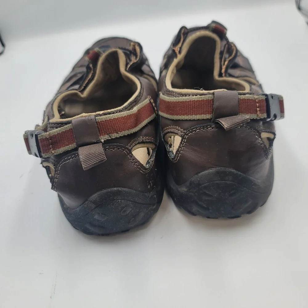 Jarman Adan Mens 13 Brown Leather Fisherman Sandals Bungee Closure Gorpcore